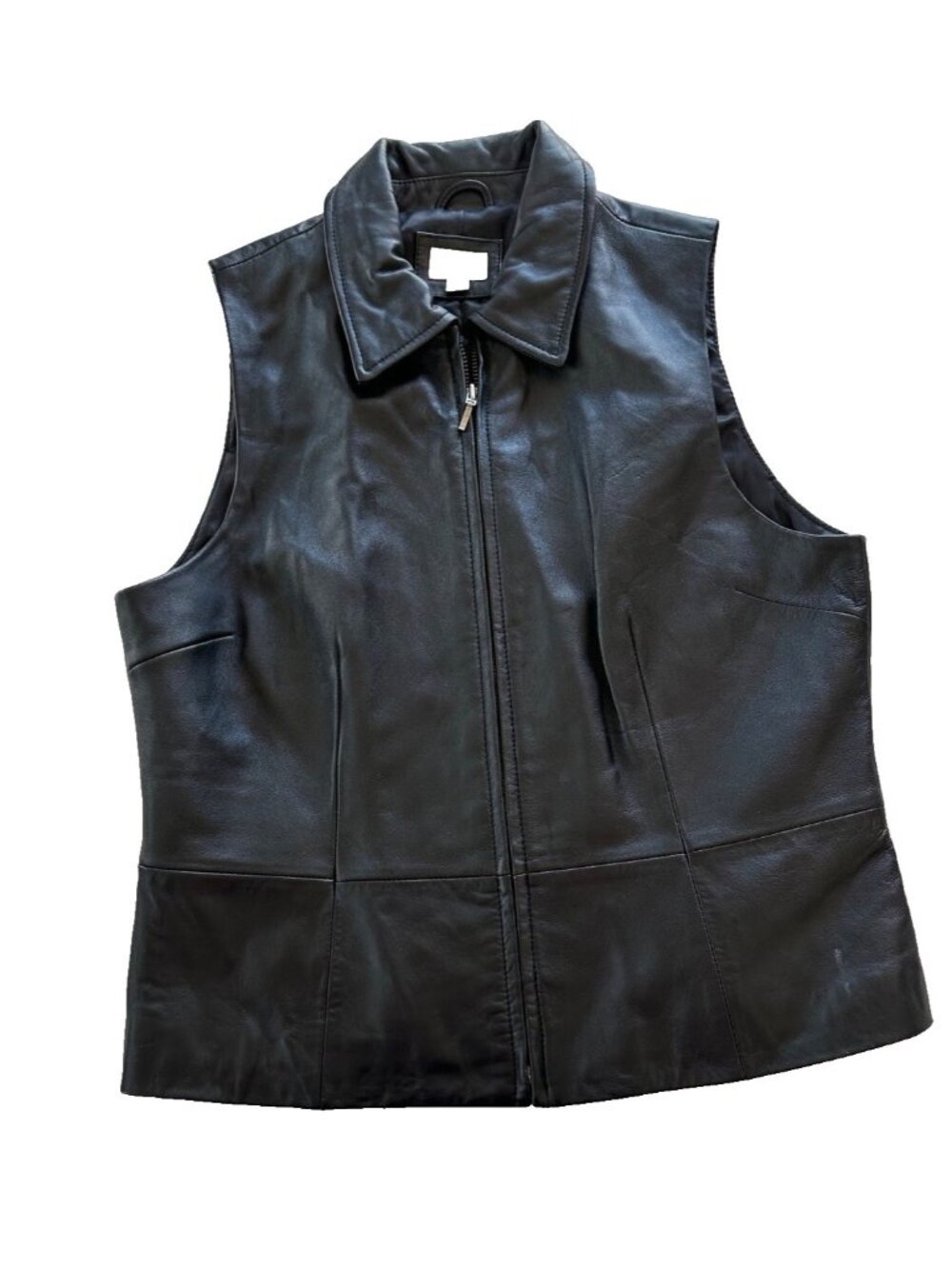 VTG Apt 9 Lambskin Leather Black Best Womens M Front Zip Grunge Biker